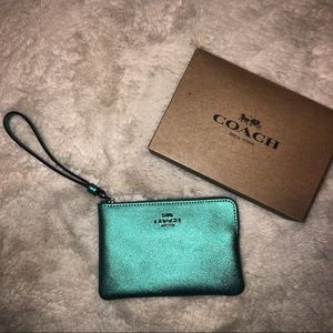 Teal coach wristlet
